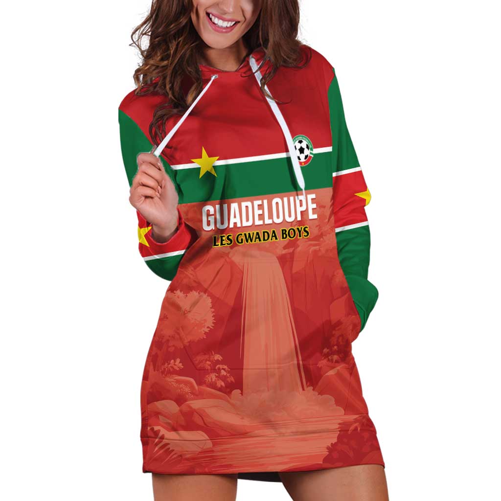 Custom Football Guadeloupe Red Hoodie Dress Les Gwada Boy Go Champions