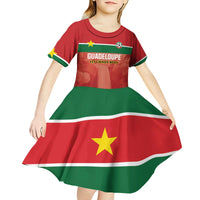 Custom Football Guadeloupe Red Kid Short Sleeve Dress Les Gwada Boy Go Champions