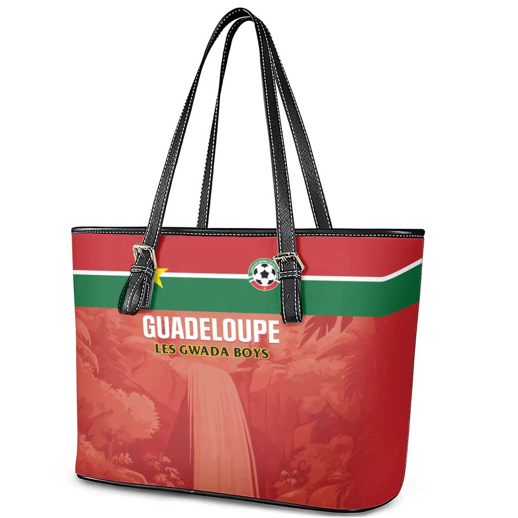 Football Guadeloupe Red Leather Tote Bag Les Gwada Boy Go Champions