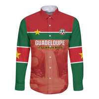 Custom Football Guadeloupe Red Long Sleeve Button Shirt Les Gwada Boy Go Champions