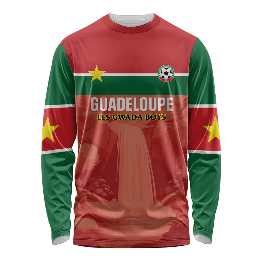 Custom Football Guadeloupe Red Long Sleeve Shirt Les Gwada Boy Go Champions