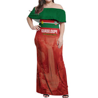 Custom Football Guadeloupe Red Off Shoulder Maxi Dress Les Gwada Boy Go Champions