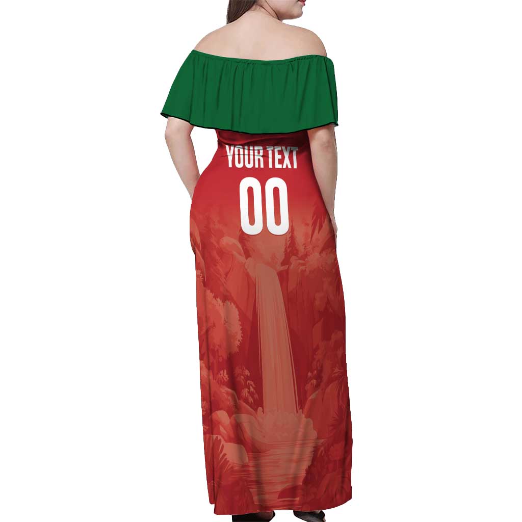 Custom Football Guadeloupe Red Off Shoulder Maxi Dress Les Gwada Boy Go Champions