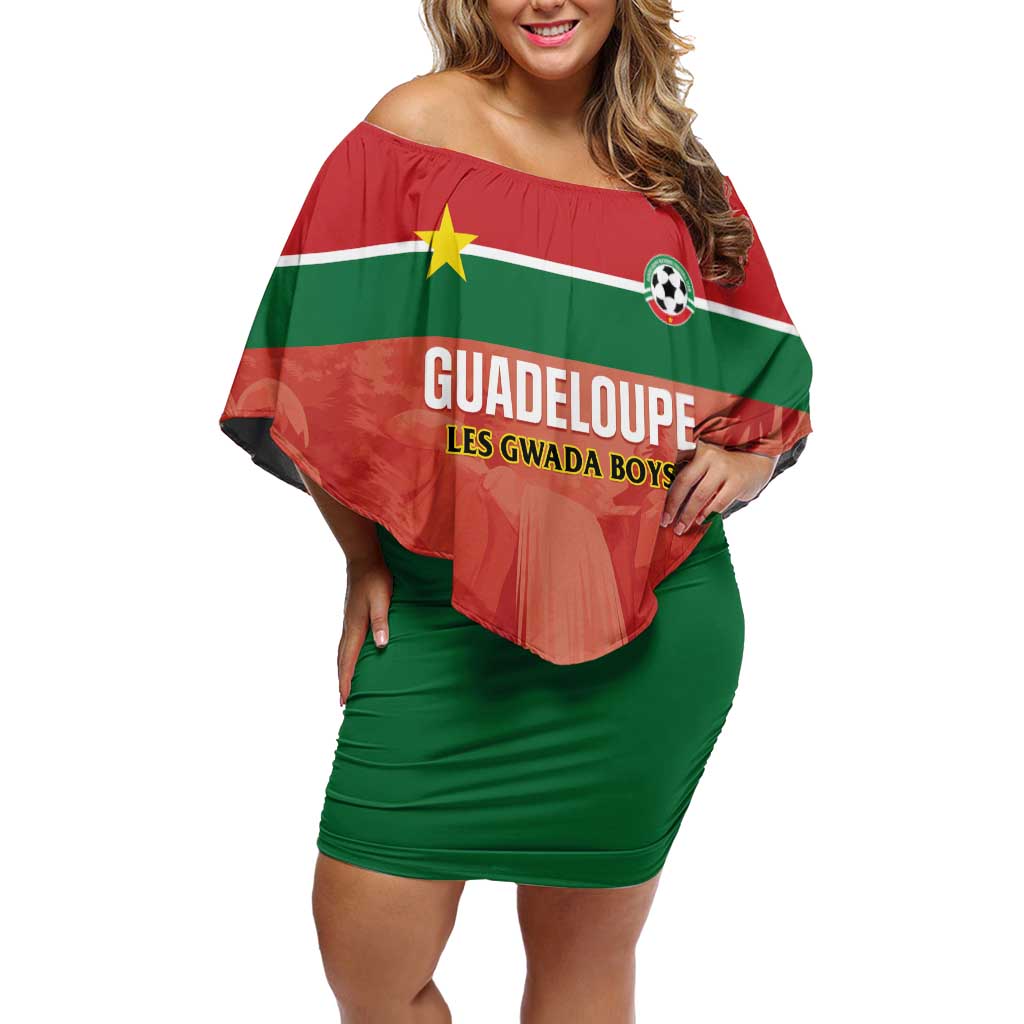 Custom Football Guadeloupe Red Off Shoulder Short Dress Les Gwada Boy Go Champions
