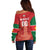 Custom Football Guadeloupe Red Off Shoulder Sweater Les Gwada Boy Go Champions