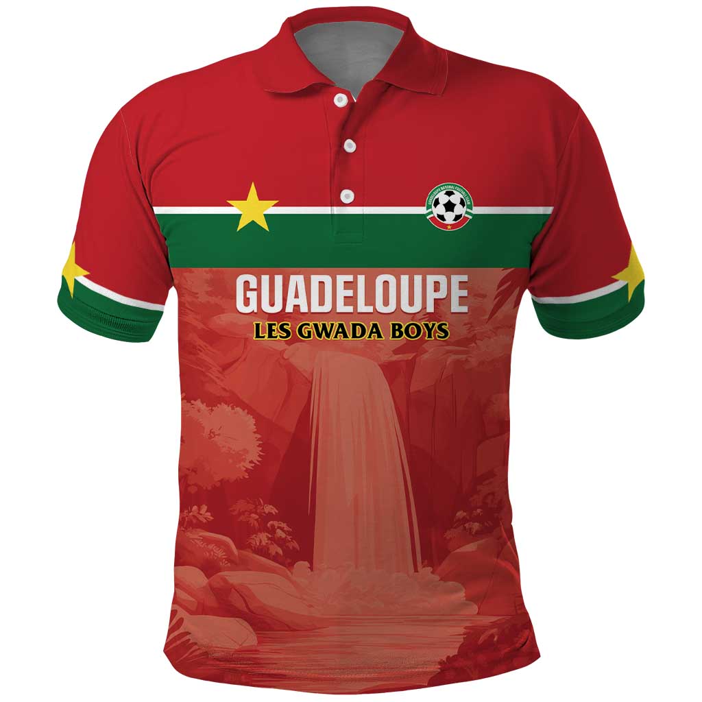 Custom Football Guadeloupe Red Polo Shirt Les Gwada Boy Go Champions