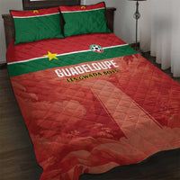 Football Guadeloupe Red Quilt Bed Set Les Gwada Boy Go Champions