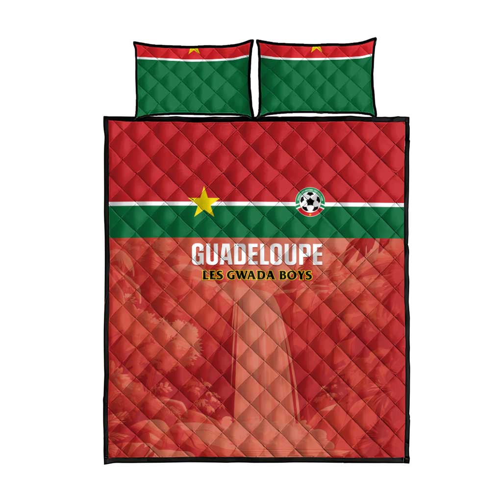 Football Guadeloupe Red Quilt Bed Set Les Gwada Boy Go Champions