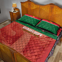Football Guadeloupe Red Quilt Bed Set Les Gwada Boy Go Champions
