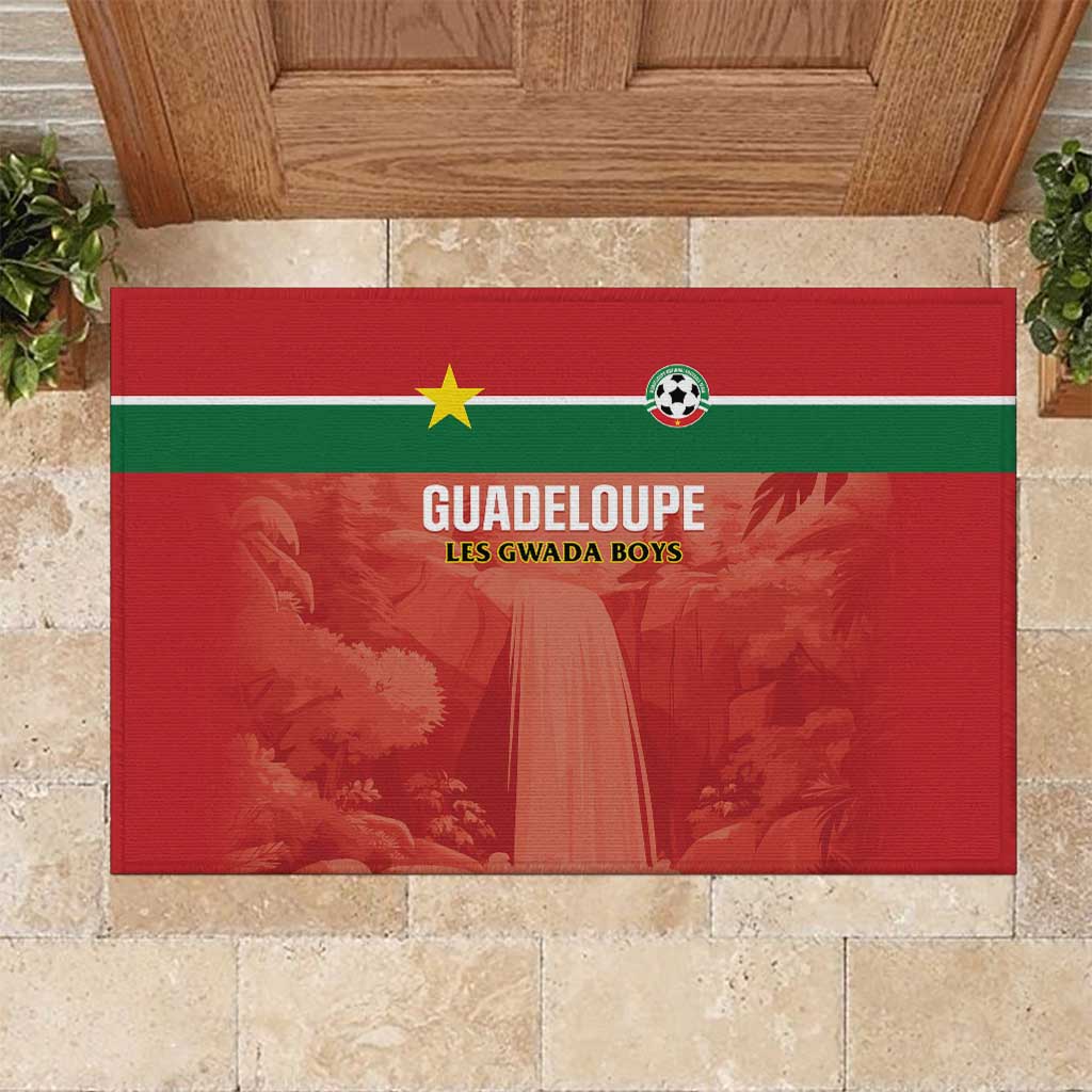 Football Guadeloupe Red Rubber Doormat Les Gwada Boy Go Champions
