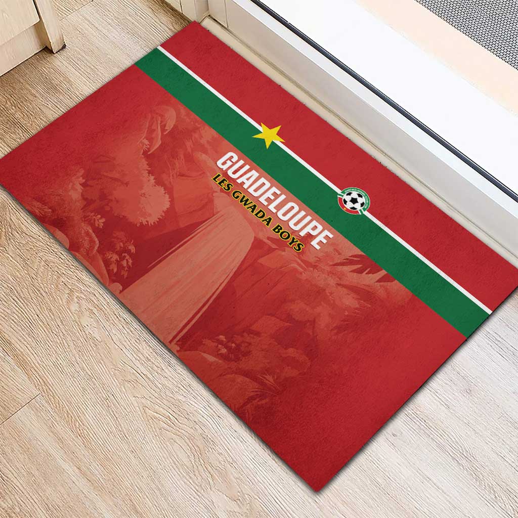 Football Guadeloupe Red Rubber Doormat Les Gwada Boy Go Champions