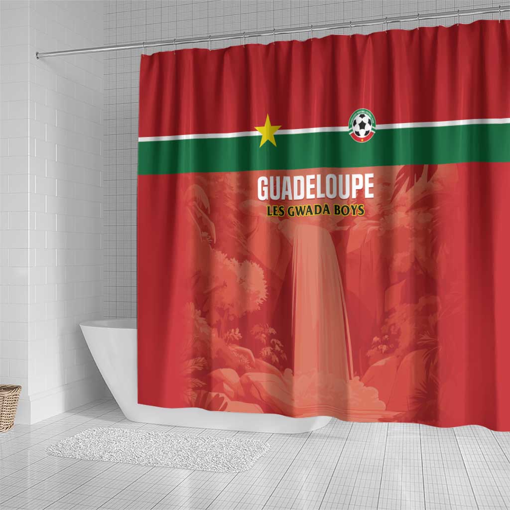 Football Guadeloupe Red Shower Curtain Les Gwada Boy Go Champions