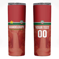 Custom Football Guadeloupe Red Skinny Tumbler Les Gwada Boy Go Champions