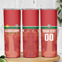 Custom Football Guadeloupe Red Skinny Tumbler Les Gwada Boy Go Champions