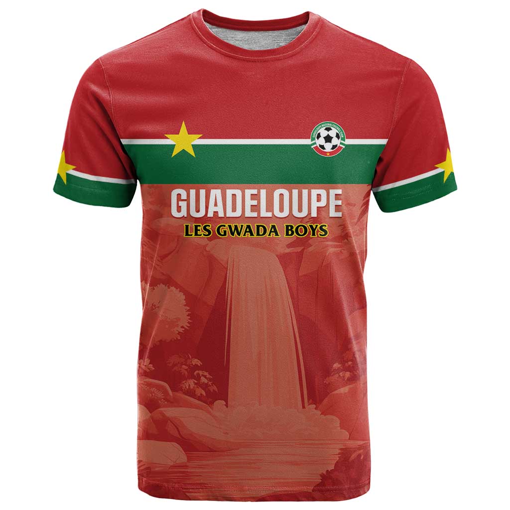 Custom Football Guadeloupe Red T Shirt Les Gwada Boy Go Champions