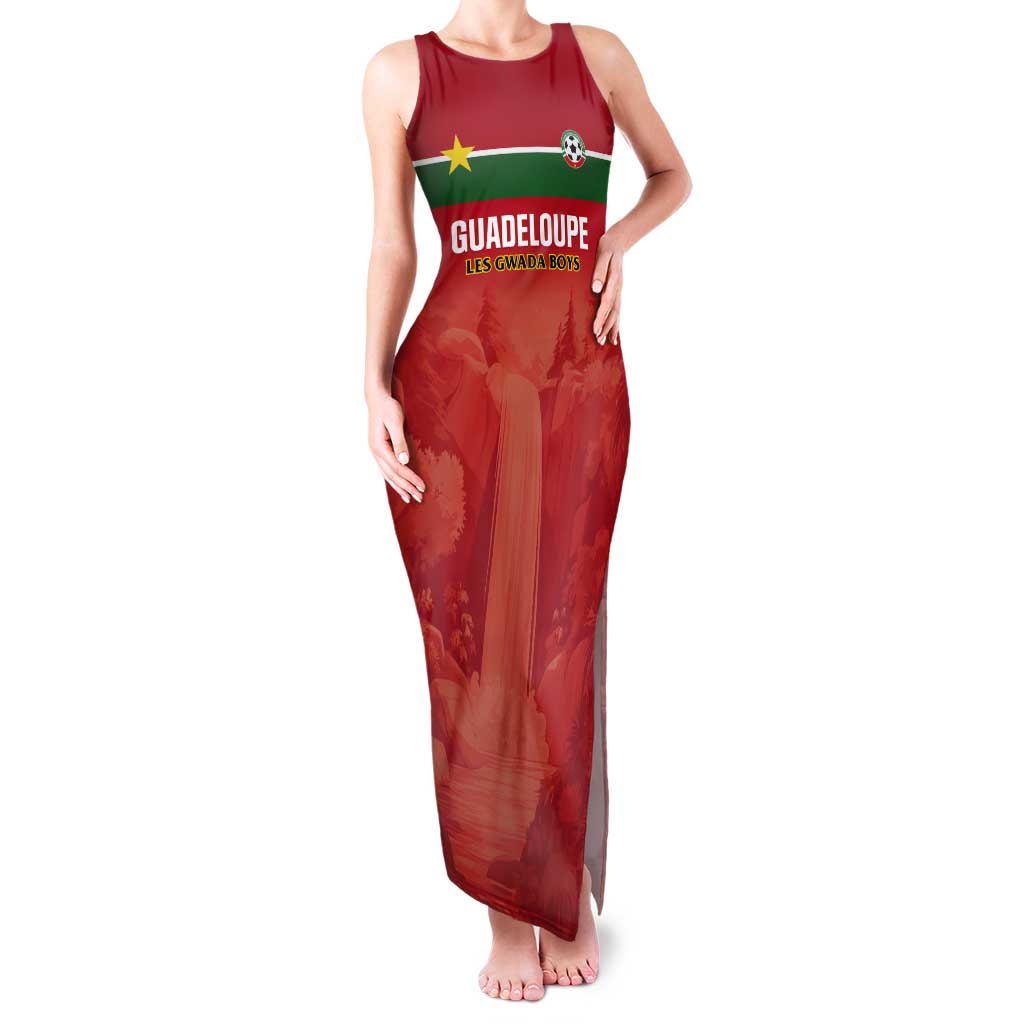 Custom Football Guadeloupe Red Tank Maxi Dress Les Gwada Boy Go Champions
