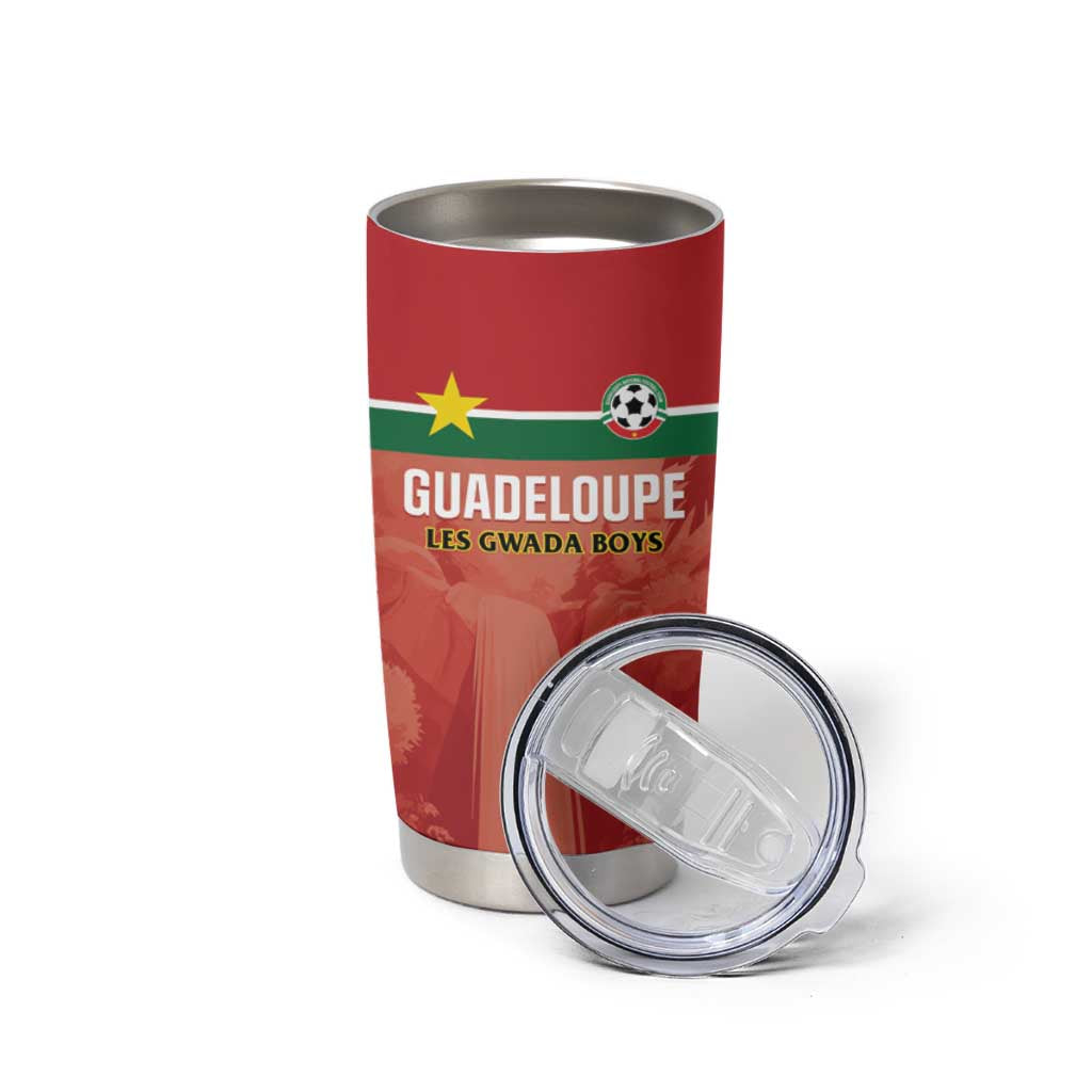Custom Football Guadeloupe Red Tumbler Cup Les Gwada Boy Go Champions
