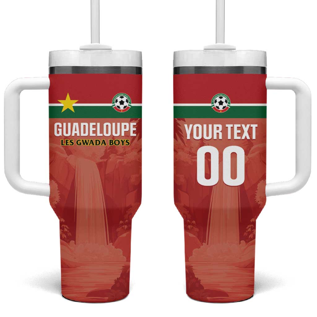 Custom Football Guadeloupe Red Tumbler With Handle Les Gwada Boy Go Champions