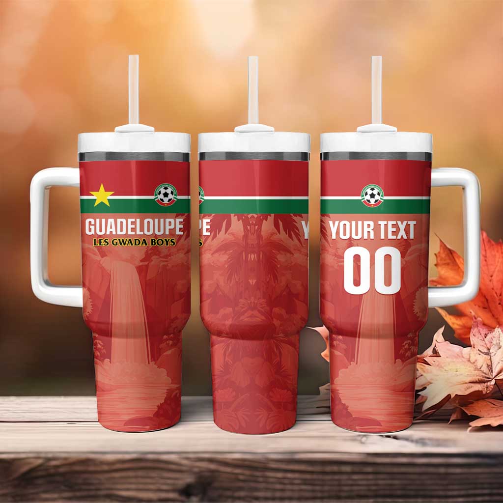 Custom Football Guadeloupe Red Tumbler With Handle Les Gwada Boy Go Champions