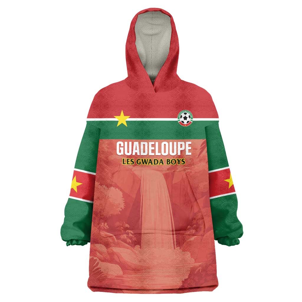 Custom Football Guadeloupe Red Wearable Blanket Hoodie Les Gwada Boy Go Champions