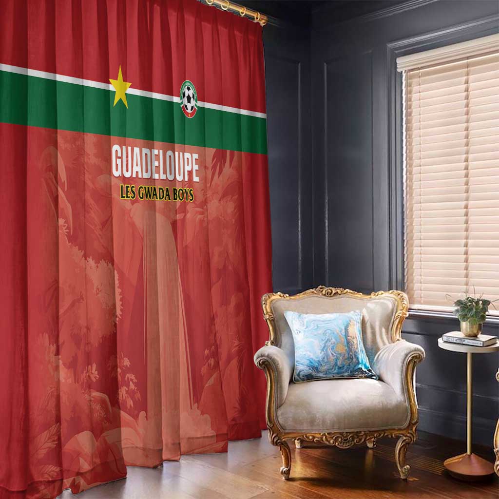 Football Guadeloupe Red Window Curtain Les Gwada Boy Go Champions