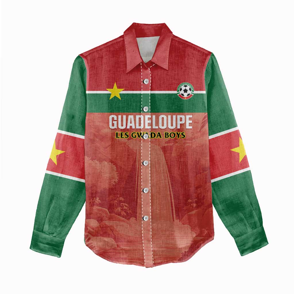 Custom Football Guadeloupe Red Women Casual Shirt Les Gwada Boy Go Champions