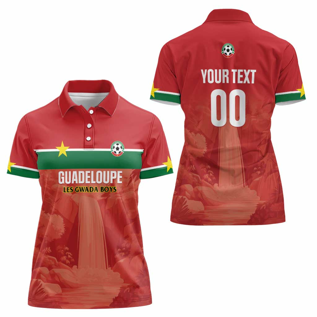 Custom Football Guadeloupe Red Women Polo Shirt Les Gwada Boy Go Champions