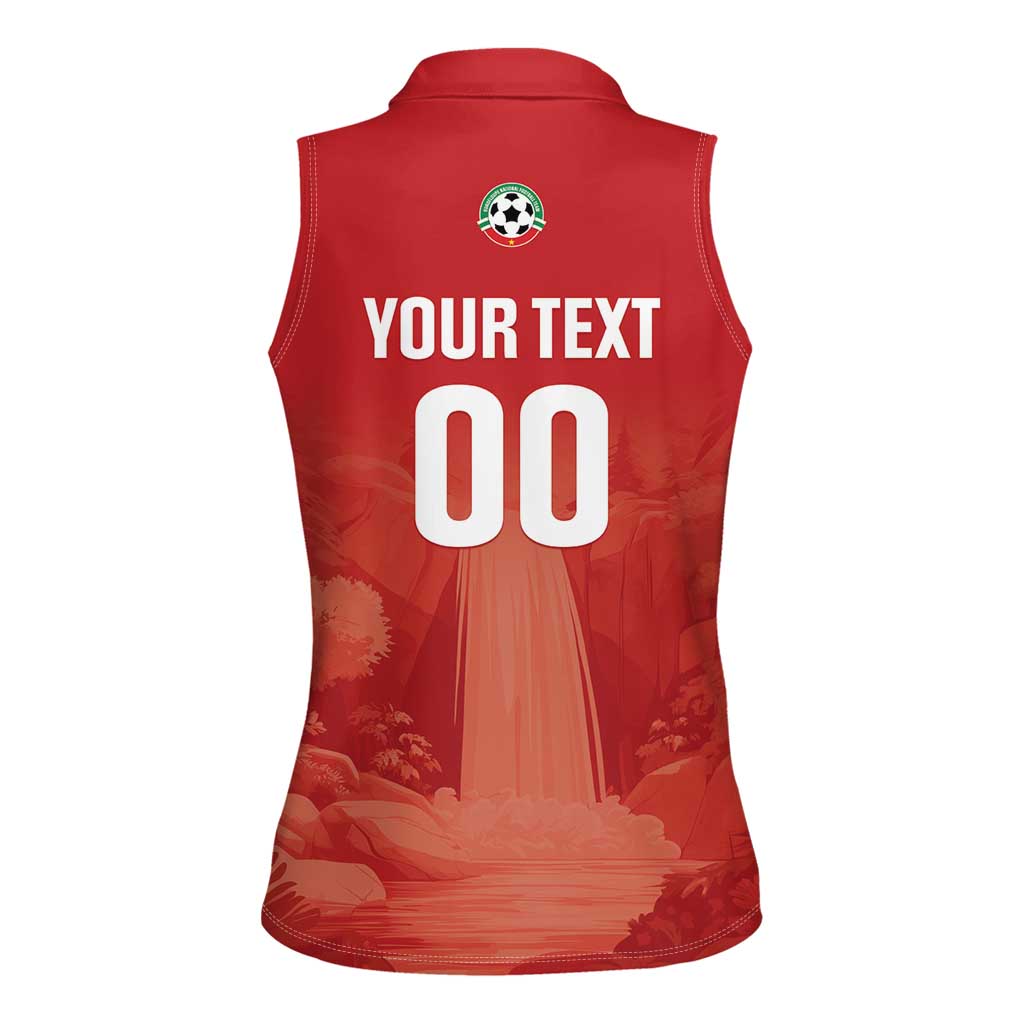 Custom Football Guadeloupe Red Women Sleeveless Polo Shirt Les Gwada Boy Go Champions