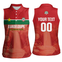 Custom Football Guadeloupe Red Women Sleeveless Polo Shirt Les Gwada Boy Go Champions