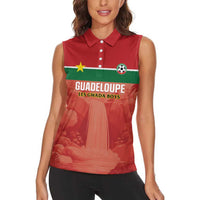 Custom Football Guadeloupe Red Women Sleeveless Polo Shirt Les Gwada Boy Go Champions