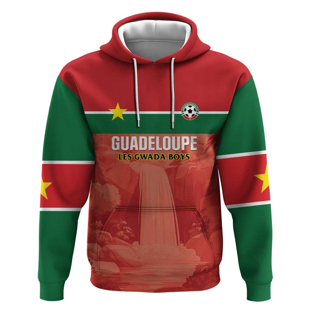 Custom Football Guadeloupe Red Zip Hoodie Les Gwada Boy Go Champions
