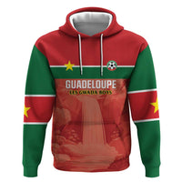 Custom Football Guadeloupe Red Zip Hoodie Les Gwada Boy Go Champions