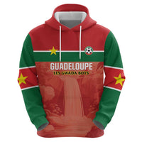 Custom Football Guadeloupe Red Zip Hoodie Les Gwada Boy Go Champions