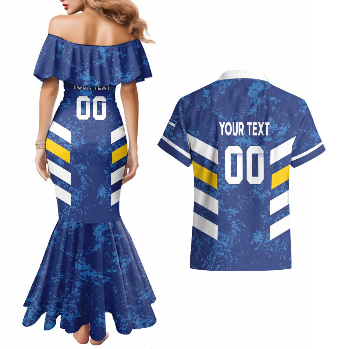 Custom El Salvador Football Couples Matching Mermaid Dress and Hawaiian Shirt La Selecta Go Champions
