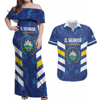 Custom El Salvador Football Couples Matching Off Shoulder Maxi Dress and Hawaiian Shirt La Selecta Go Champions