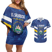 Custom El Salvador Football Couples Matching Off Shoulder Short Dress and Hawaiian Shirt La Selecta Go Champions
