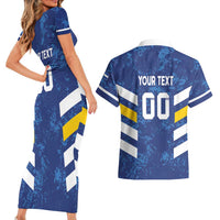 Custom El Salvador Football Couples Matching Short Sleeve Bodycon Dress and Hawaiian Shirt La Selecta Go Champions