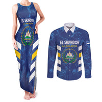 Custom El Salvador Football Couples Matching Tank Maxi Dress and Long Sleeve Button Shirt La Selecta Go Champions