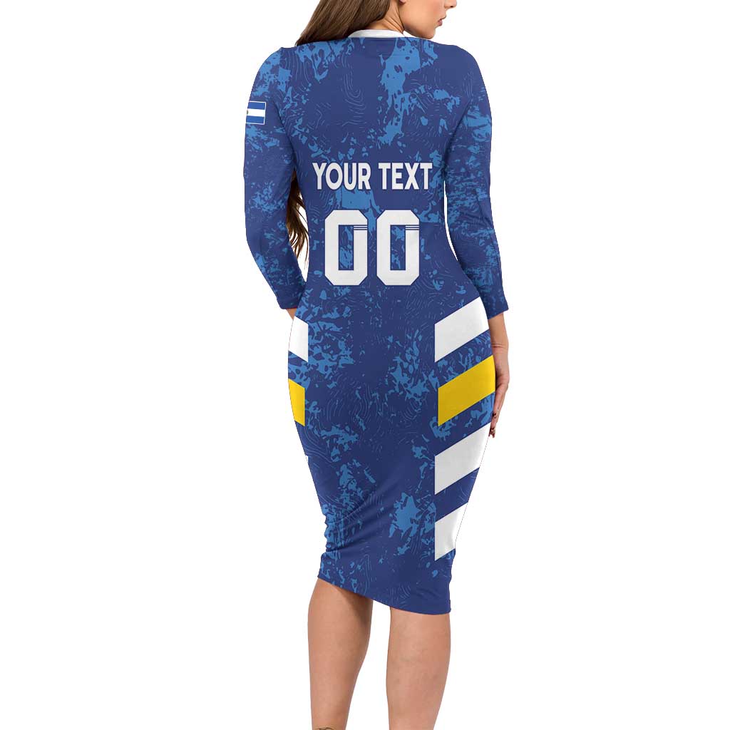 Custom El Salvador Football Family Matching Long Sleeve Bodycon Dress and Hawaiian Shirt La Selecta Go Champions