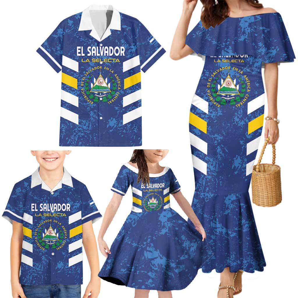 Custom El Salvador Football Family Matching Mermaid Dress and Hawaiian Shirt La Selecta Go Champions