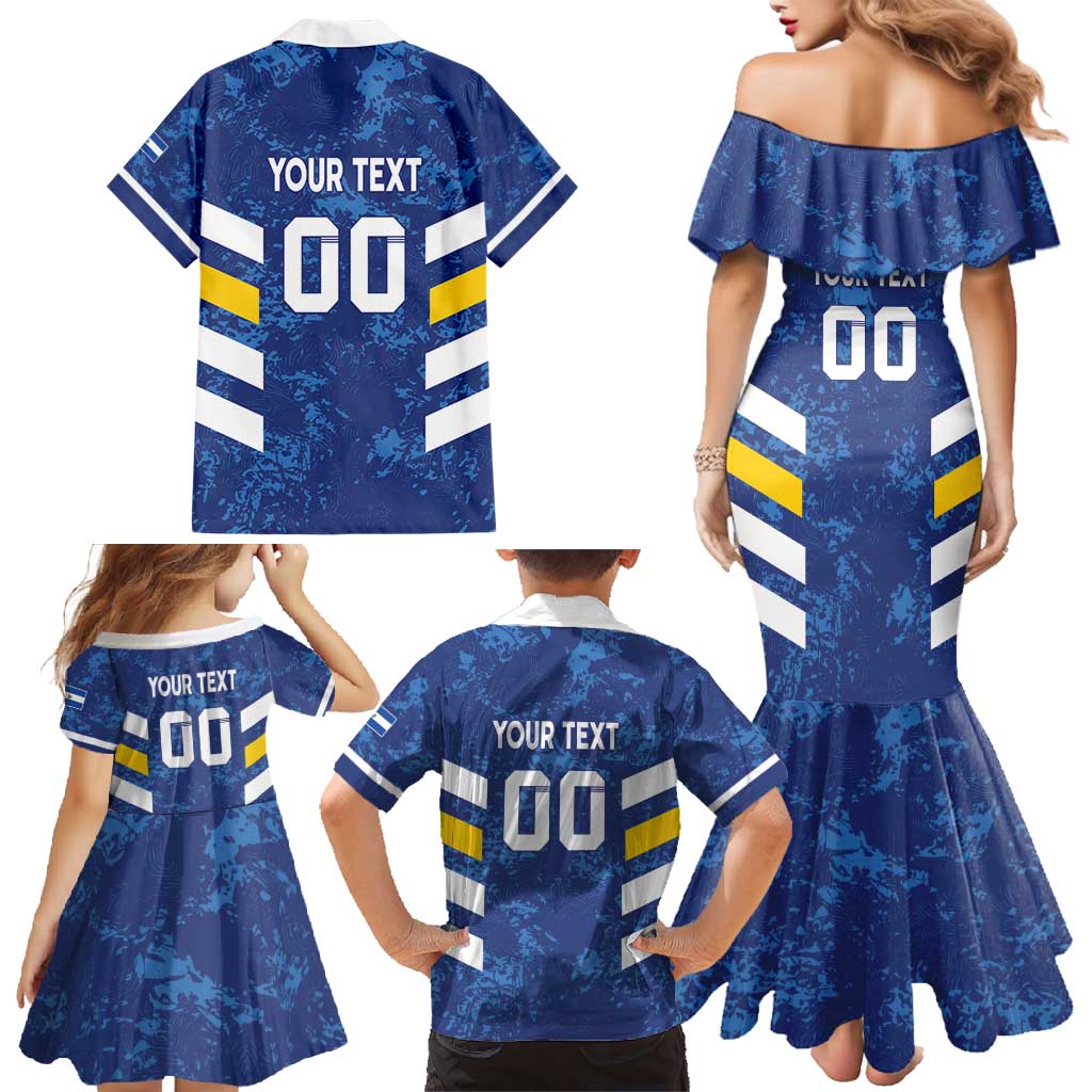 Custom El Salvador Football Family Matching Mermaid Dress and Hawaiian Shirt La Selecta Go Champions