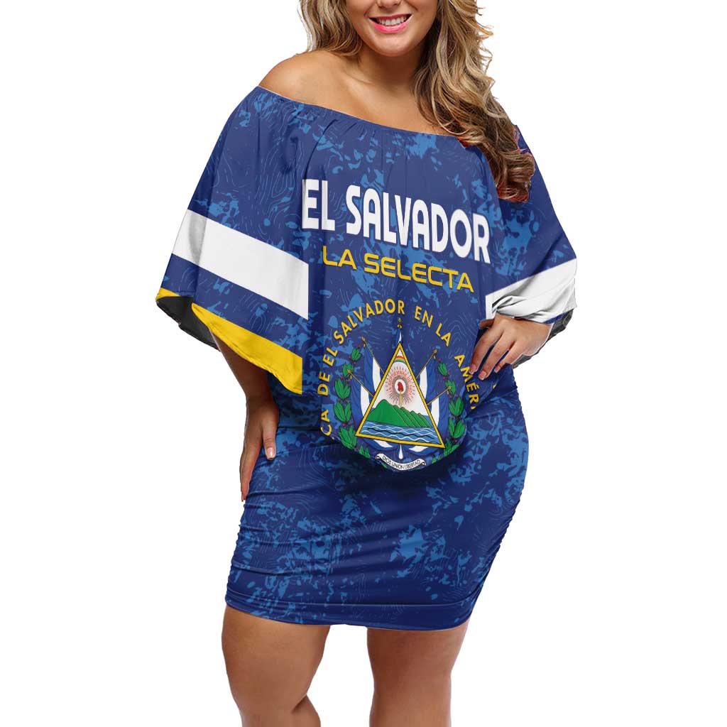 Custom El Salvador Football Family Matching Off Shoulder Short Dress and Hawaiian Shirt La Selecta Go Champions