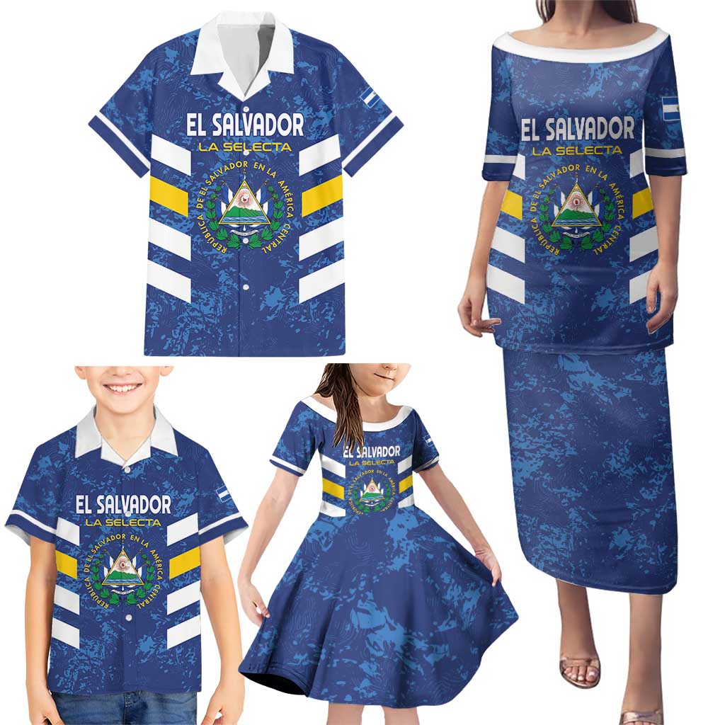 Custom El Salvador Football Family Matching Puletasi and Hawaiian Shirt La Selecta Go Champions
