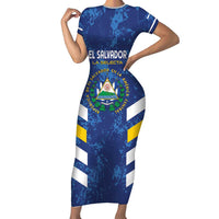 Custom El Salvador Football Family Matching Short Sleeve Bodycon Dress and Hawaiian Shirt La Selecta Go Champions