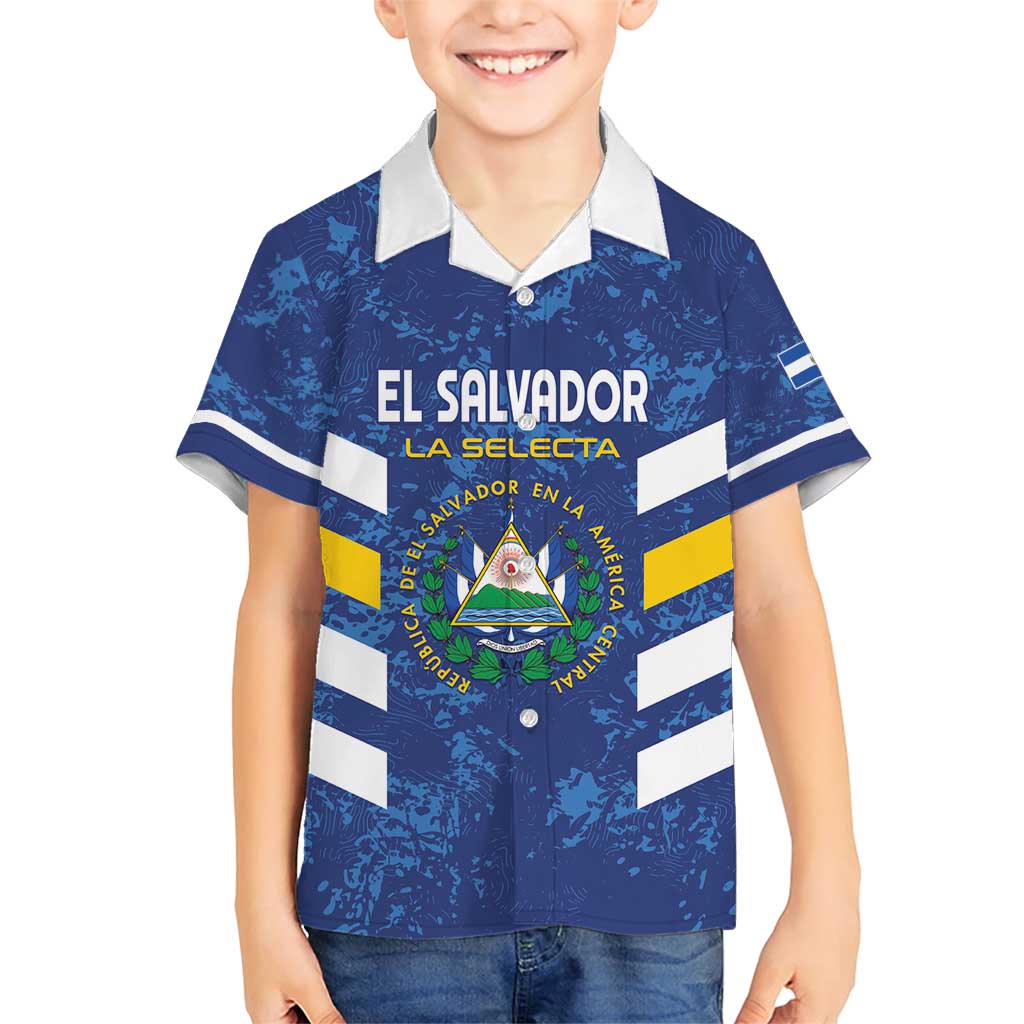 Custom El Salvador Football Family Matching Short Sleeve Bodycon Dress and Hawaiian Shirt La Selecta Go Champions