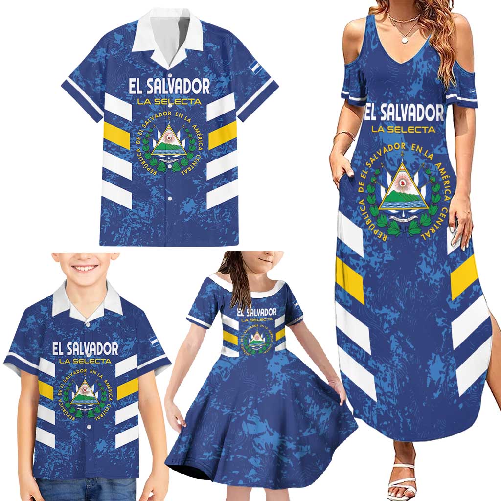 Custom El Salvador Football Family Matching Summer Maxi Dress and Hawaiian Shirt La Selecta Go Champions