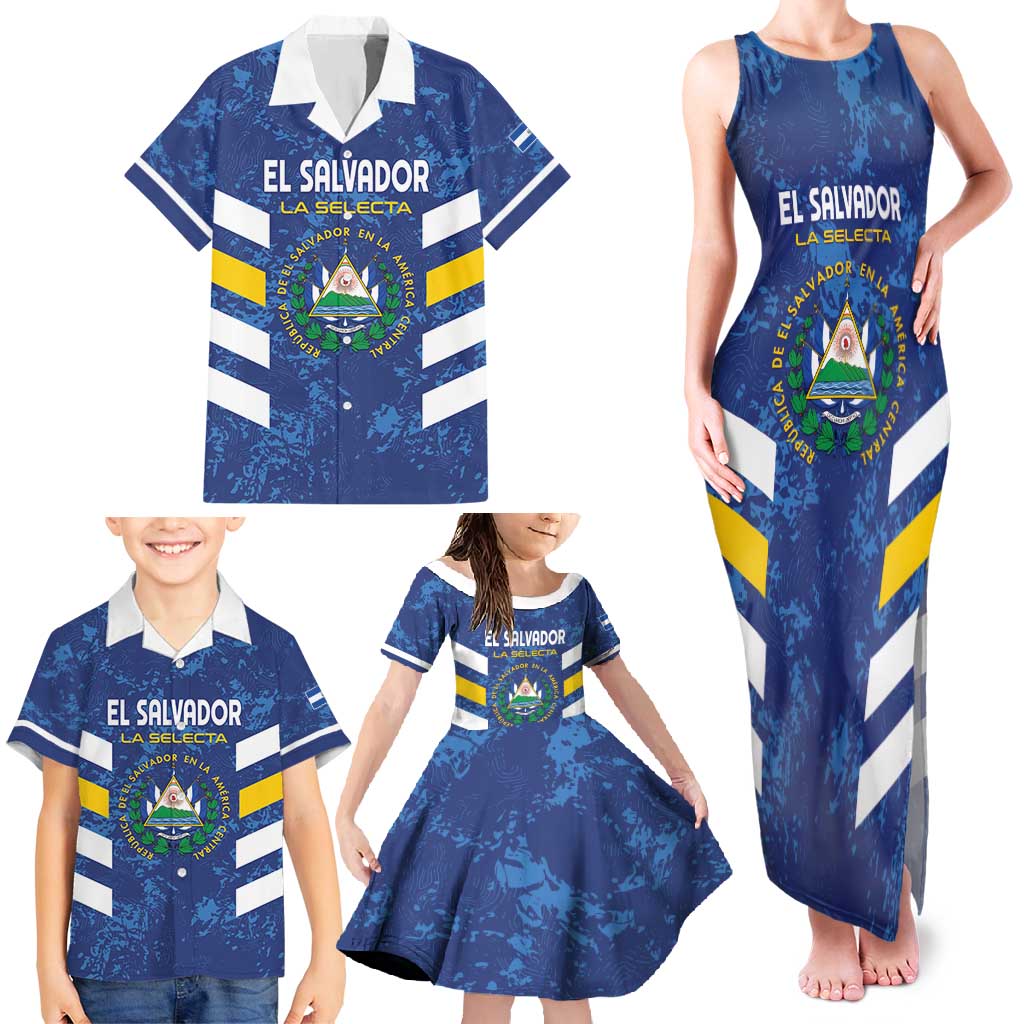 Custom El Salvador Football Family Matching Tank Maxi Dress and Hawaiian Shirt La Selecta Go Champions