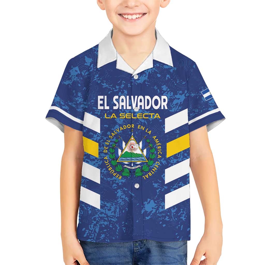 Custom El Salvador Football Kid Hawaiian Shirt La Selecta Go Champions