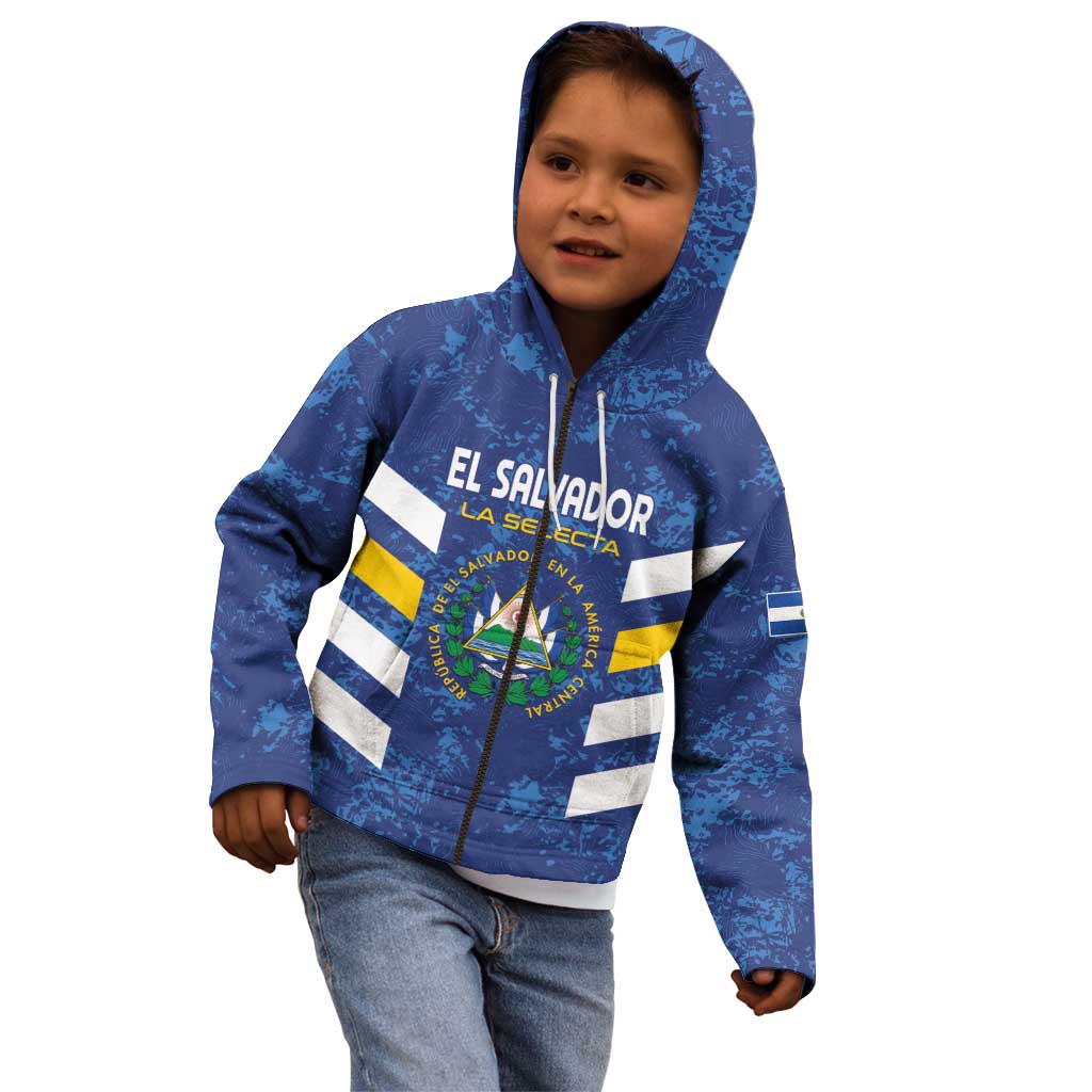 Custom El Salvador Football Kid Hoodie La Selecta Go Champions