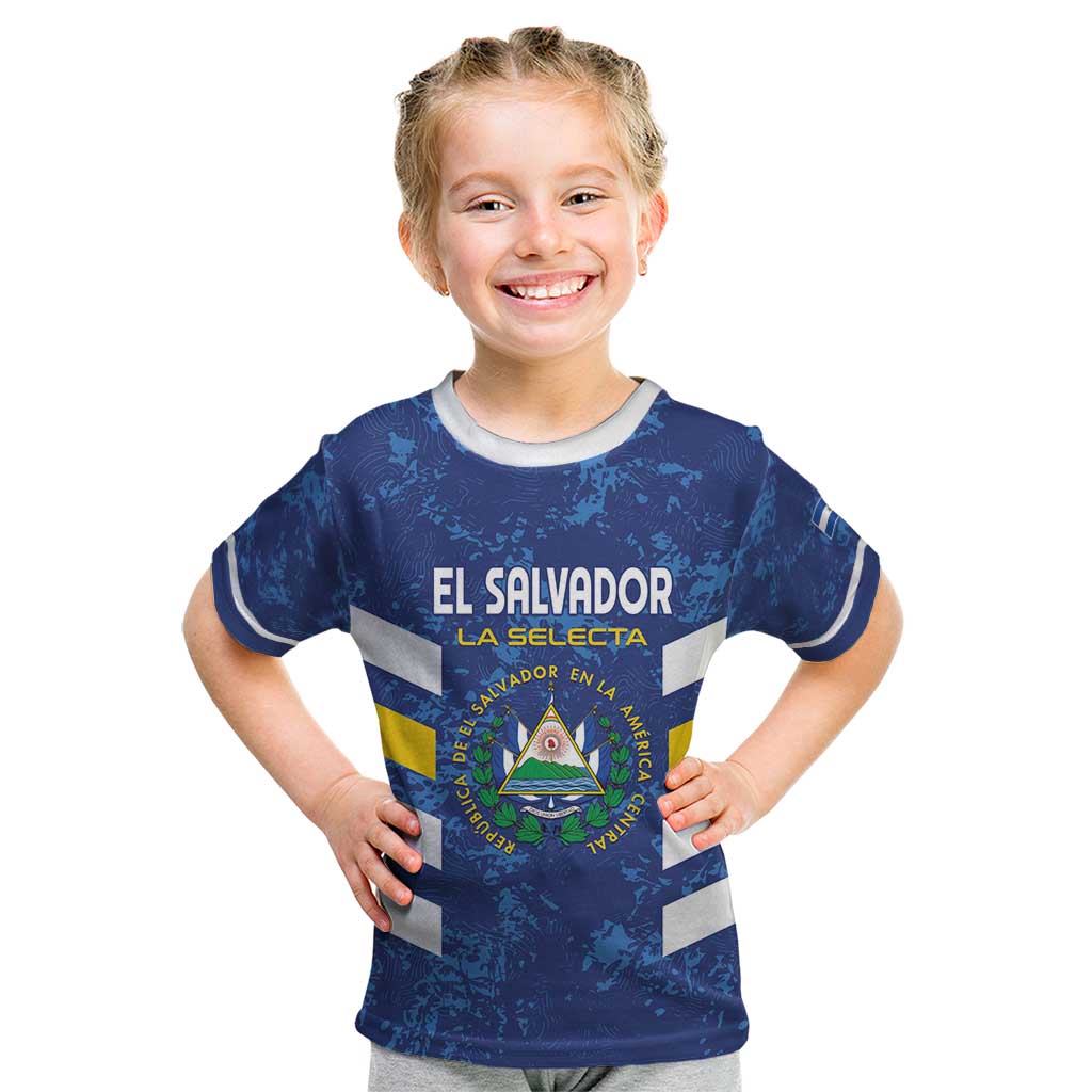 Custom El Salvador Football Kid T Shirt La Selecta Go Champions